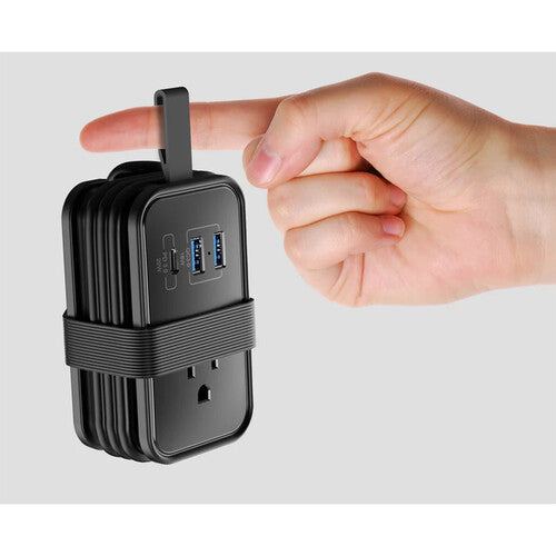 Uncaged Ergonomics 6-in-1 Travel Power Strip with USB Ports (Black)