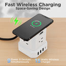 Uncaged Ergonomics Cube Wireless Charger Surge Protector Power Strip with USB Ports (White)