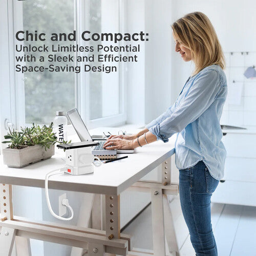 Uncaged Ergonomics Cube Wireless Charger Surge Protector Power Strip with USB Ports (White)