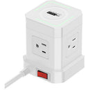 Uncaged Ergonomics Cube Wireless Charger Surge Protector Power Strip with USB Ports (White)