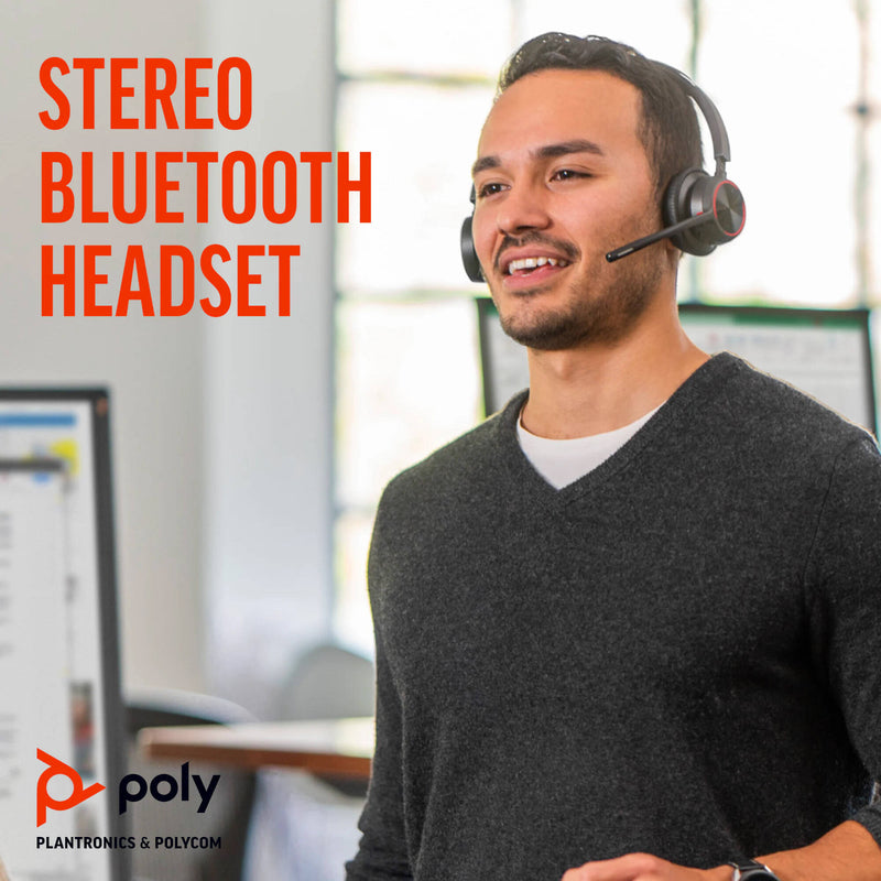 Poly Voyager 4320 Bluetooth Stereo Headset with BT700 USB-C Dongle and Charging Stand (Microsoft Teams Certified)