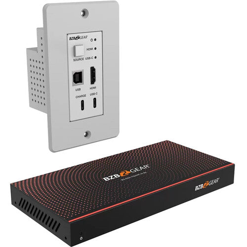 BZBGEAR 4K UHD 18Gbps HDBaseT HDMI/USB-C/KVM Wall Plate Transmitter & Receiver Kit