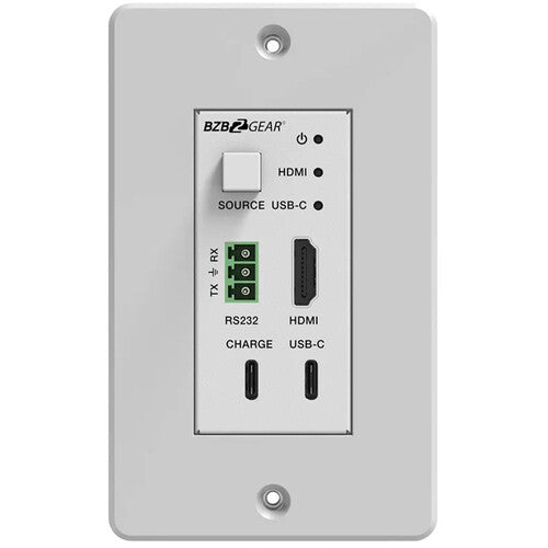 BZBGEAR 4K UHD 18Gbps HDBaseT HDMI/USB-C/RS-232 Wall Plate Transmitter & Receiver Kit