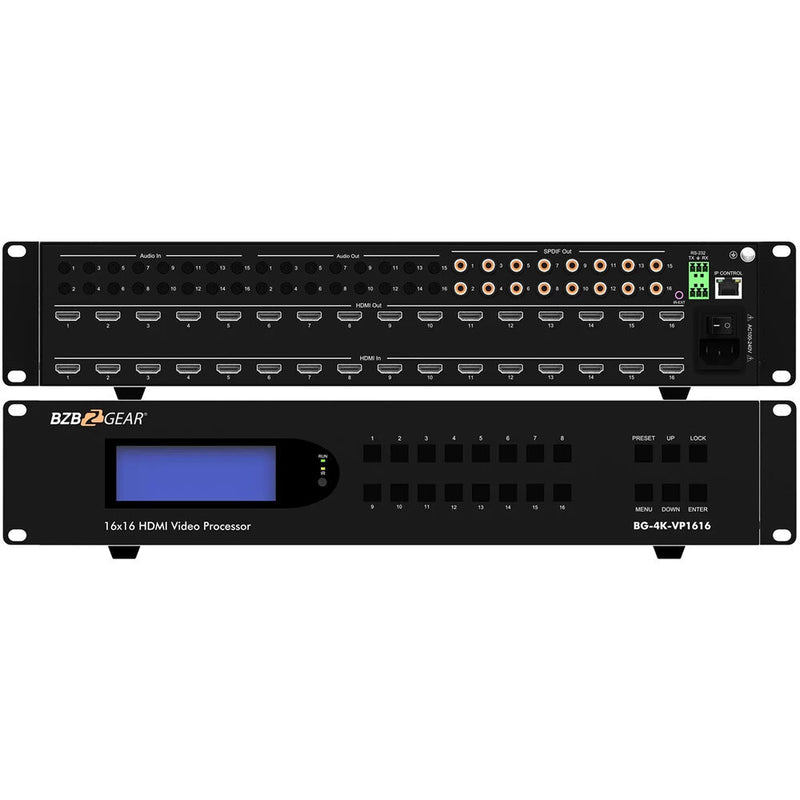 BZBGEAR 16x16 UHD 4K Seamless HDMI Matrix Switcher/Video Wall Processor/Multiviewer