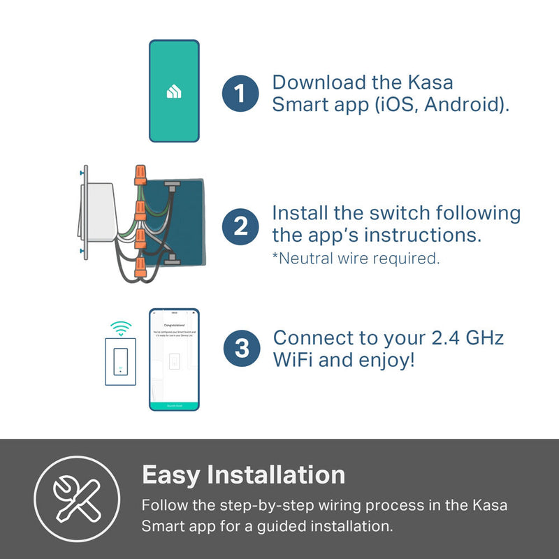 TP-Link HS200-2 Kasa Smart Wi-Fi Light Switch (White)