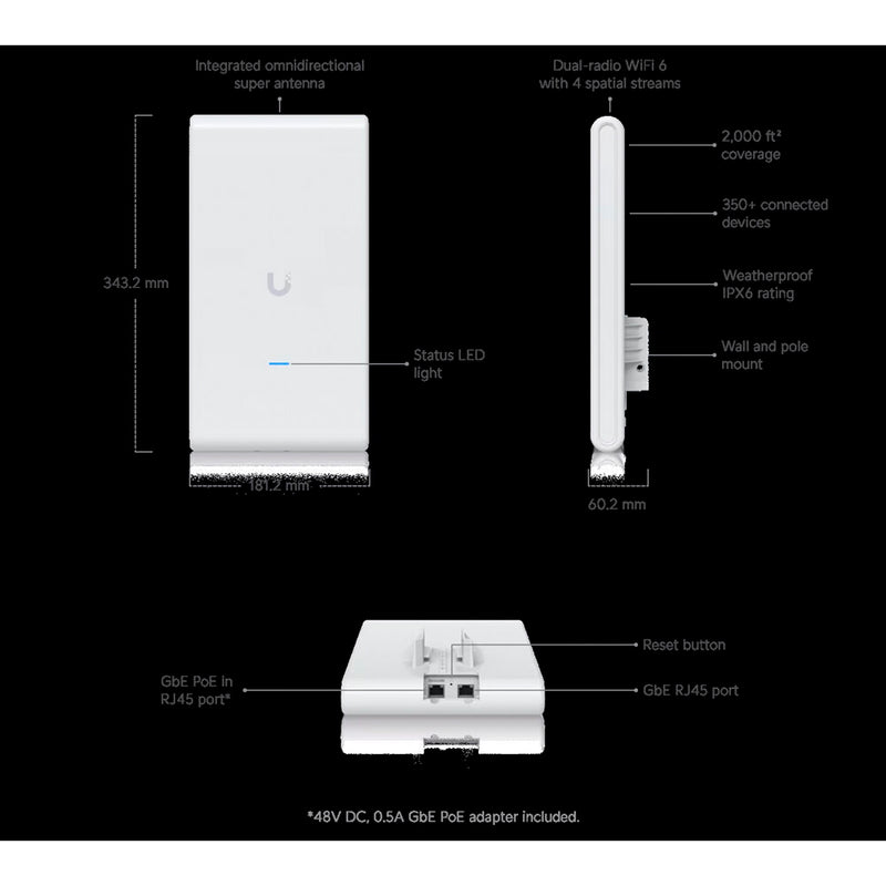 Ubiquiti Networks UniFi U6 Mesh Pro Dual-Band Indoor/Outdoor Wi-Fi 6 Access Point