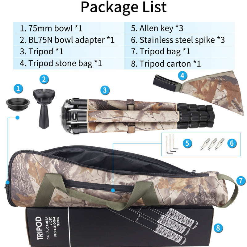 INNOREL LT364CM Carbon Fiber Tripod with 75mm Bowl (Woodland Camouflage)