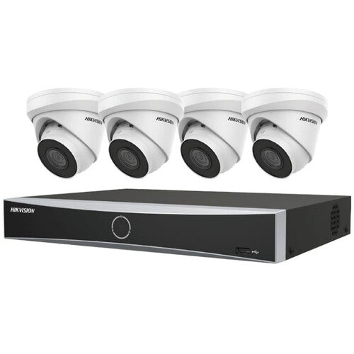 Hikvision EKI-K42T84A 4-Channel 12MP NVR with 2TB HDD & Four 8MP Turret Cameras Kit