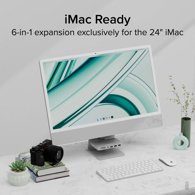 Plugable 6-in-1 USB-C Mounted Hub for 24" iMac (White)
