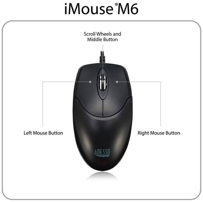 Adesso iMouse M6 Optical Scroll Mouse (Black)