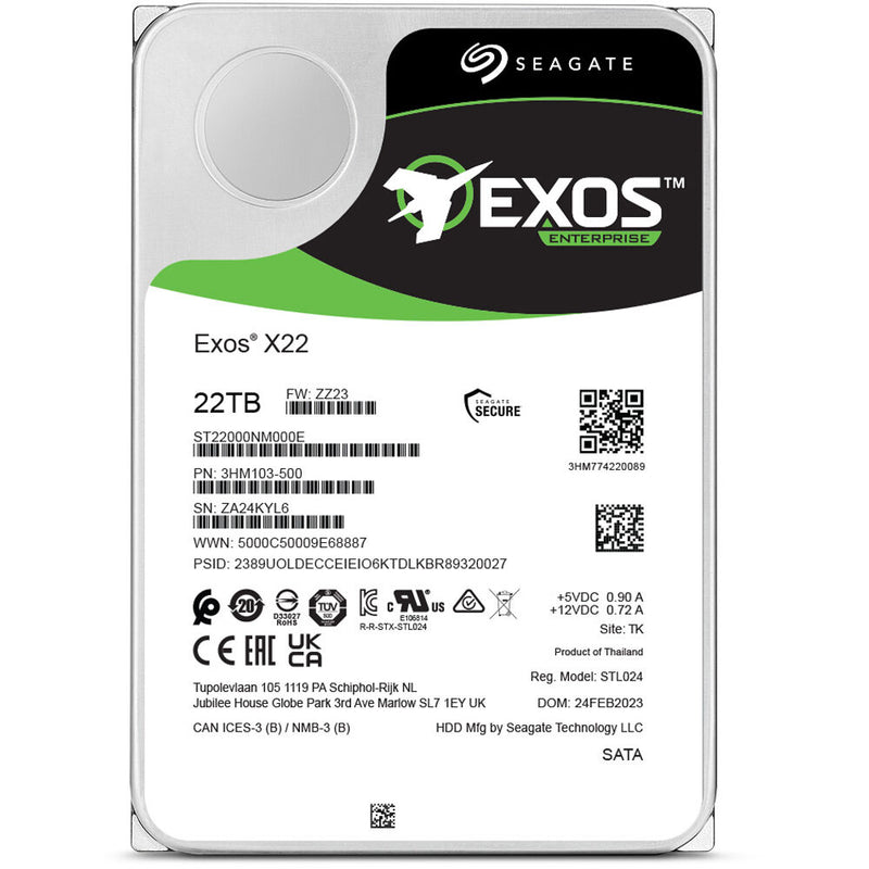 Seagate 22TB Exos X22 7200 rpm SATA III 6 Gb/s 3.5" Internal HDD (OEM)