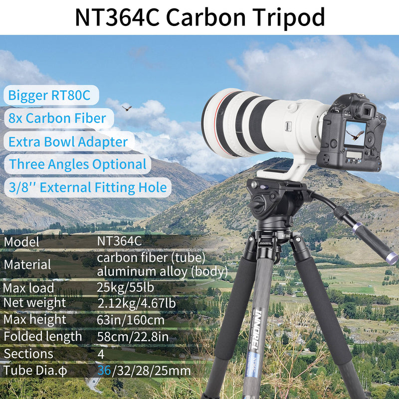 INNOREL NT364C Carbon Fiber Tripod with BL75N 75mm Bowl Adapter