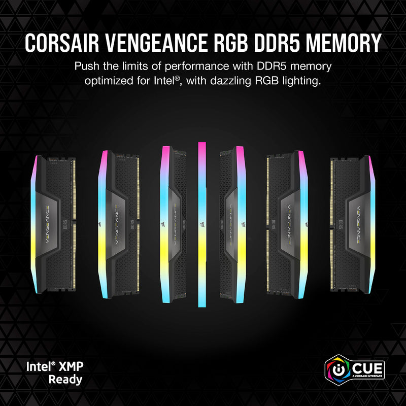 Corsair 64GB VENGEANCE RGB DDR5 6400MT/s DIMM Memory Kit (Black, 2 x 32GB)