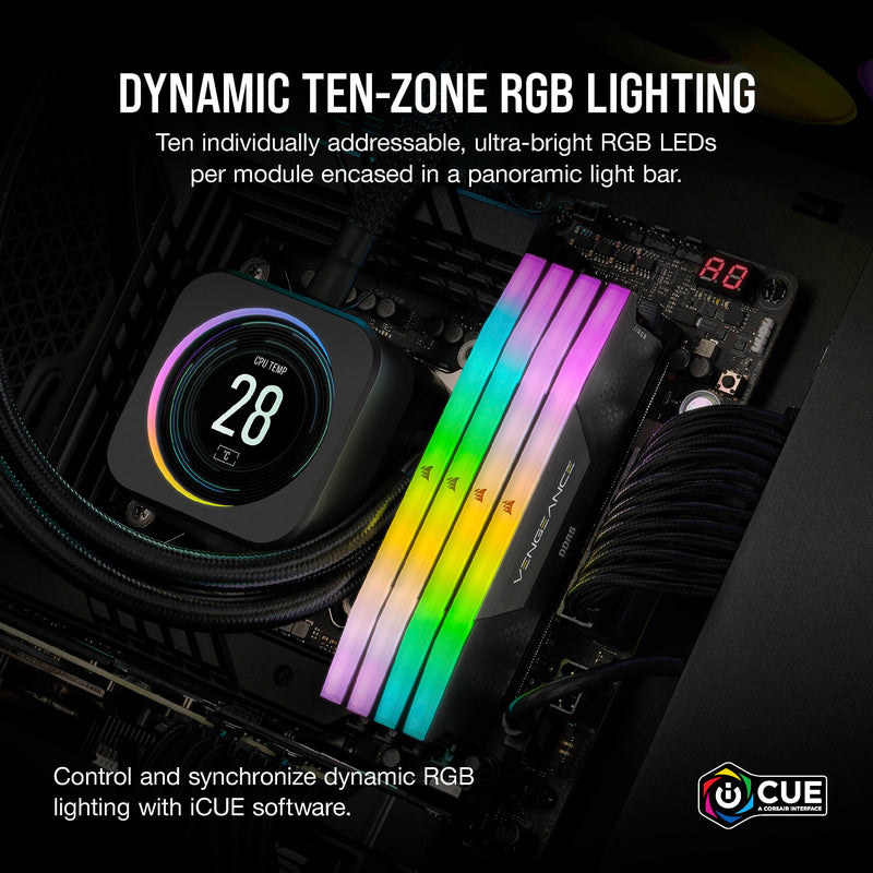 Corsair 64GB VENGEANCE RGB DDR5 6400MT/s DIMM Memory Kit (Black, 2 x 32GB)