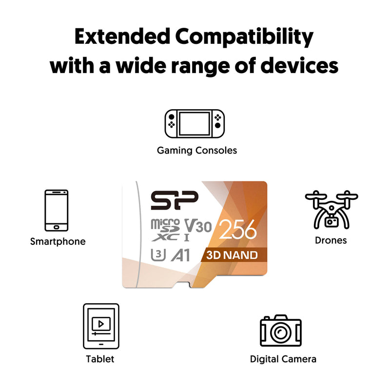 Silicon Power 256GB Superior Pro UHS-I microSDXC Memory Card