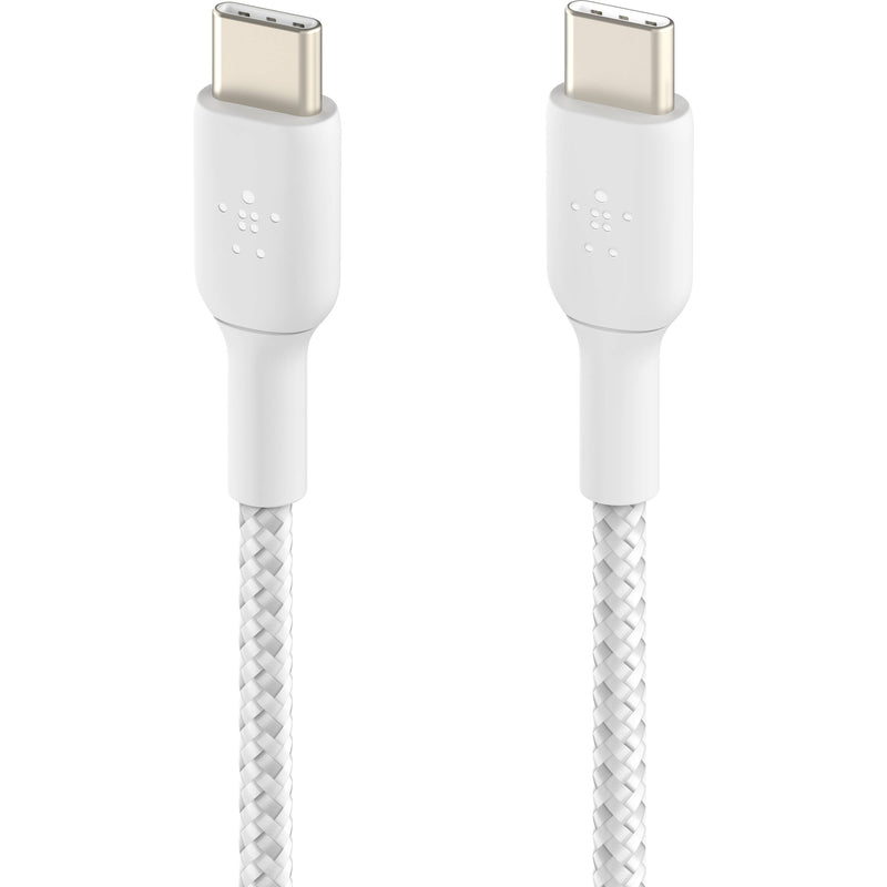 Belkin BoostCharge Braided 60W USB-C Cable (White, 3.3', 2-Pack)