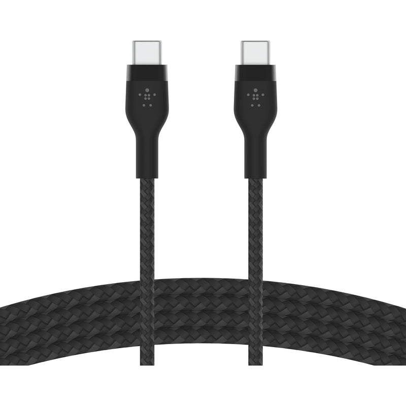 Belkin BoostCharge Pro Flex Braided Silicone USB-C Cable (3.3', White & Black, 2-Pack)