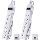 CyberPower 6-Outlet Surge Protector with 2 USB-A Ports Kit (2-Pack, White)