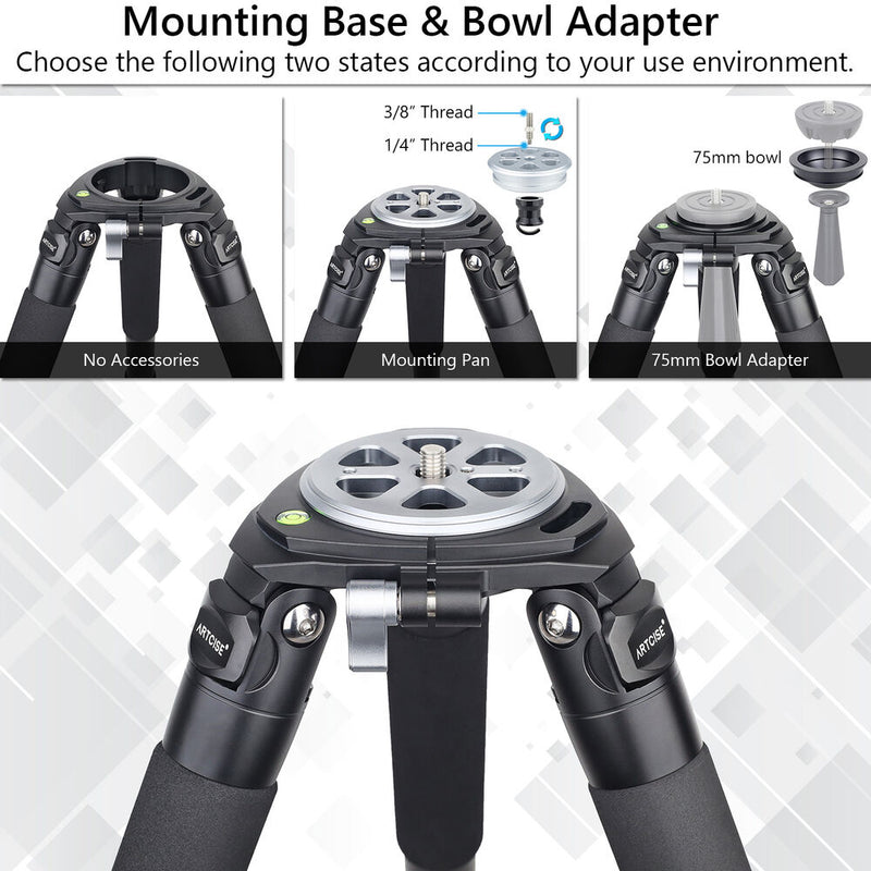 ARTCISE AS90C Carbon Fiber Tripod with 75mm Bowl