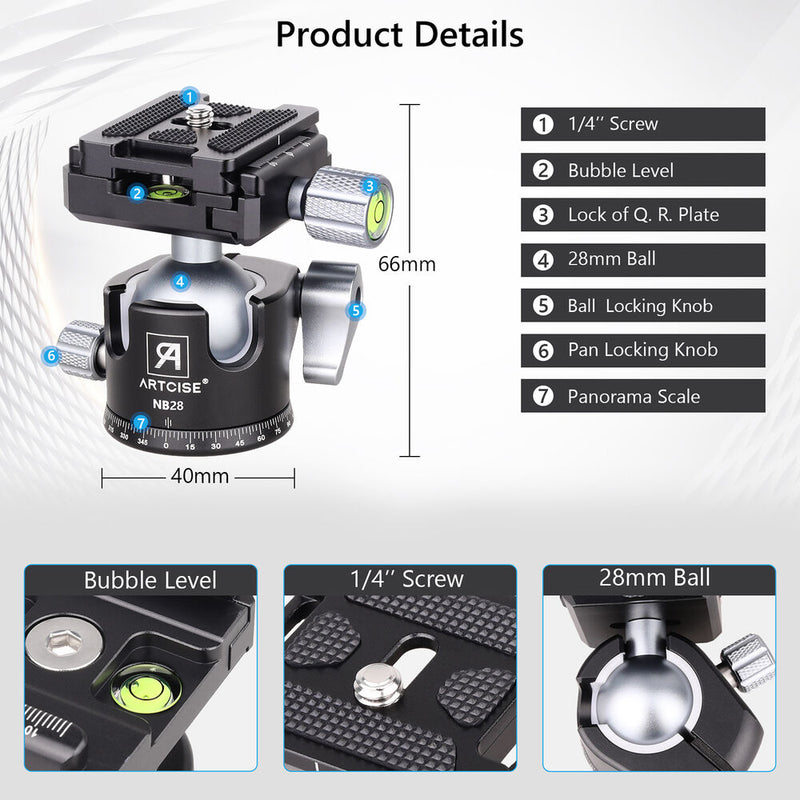 ARTCISE NB28 Low-Profile Ball Head