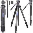 ARTCISE NS30C Compact Portable Tripod with VH03 Fluid Head, Pan Head & Center Column