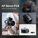 TTArtisan AF 56mm f/1.8 Lens (Nikon Z, Black)