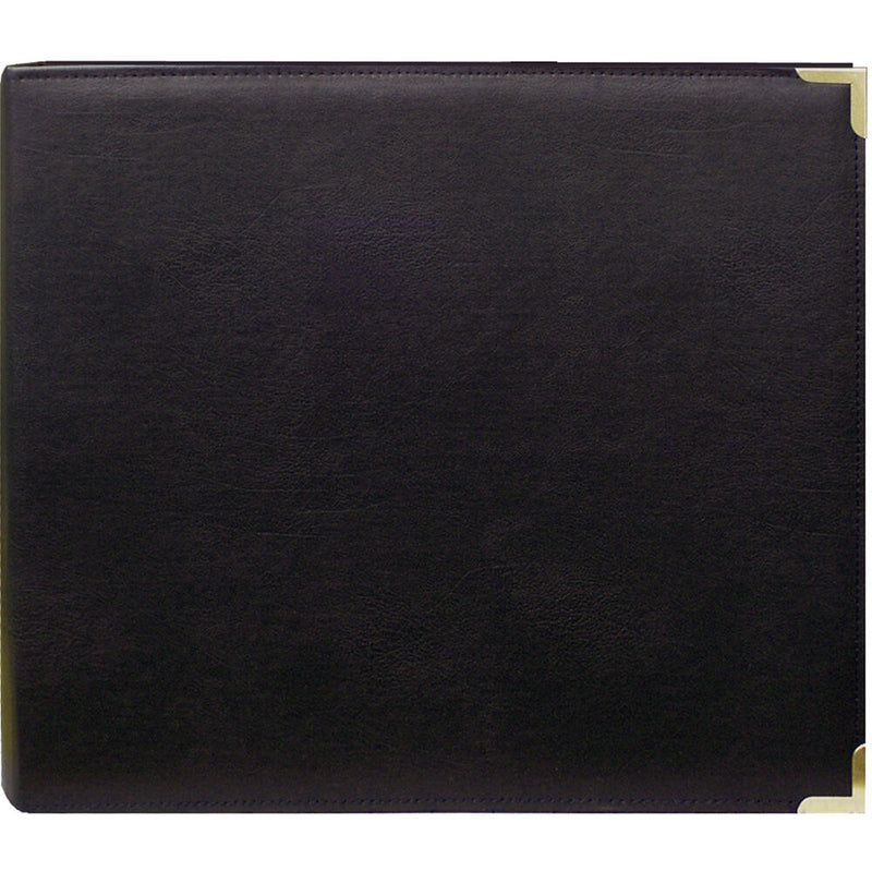 Pioneer Photo Albums Oxford Sewn Leatherette Brass Corner 3-Ring Binder Scrapbook (Black, 12 x 12")