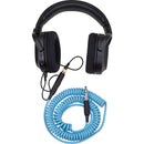 Pig Hog Hex Series Coiled Headphone Extension Cable (Daphne Blue, 15')