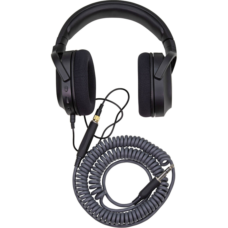 Pig Hog Hex Series Coiled Headphone Extension Cable (Charcol Gray, 15')