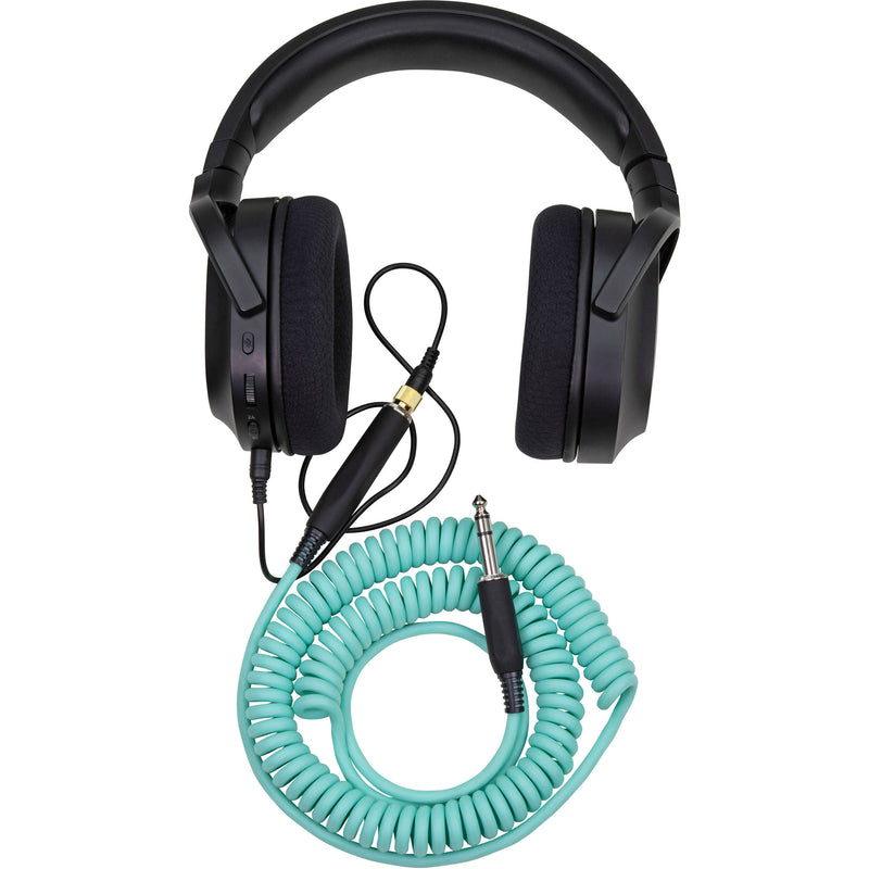 Pig Hog Hex Series Coiled Headphone Extension Cable (Seafoam Green, 15')