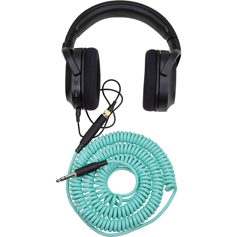 Pig Hog Hex Series Coiled Headphone Extension Cable (Seafoam Green, 25')