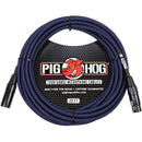 Pig Hog Vintage Series Woven XLR Microphone Cable (Black & Blue, 20')