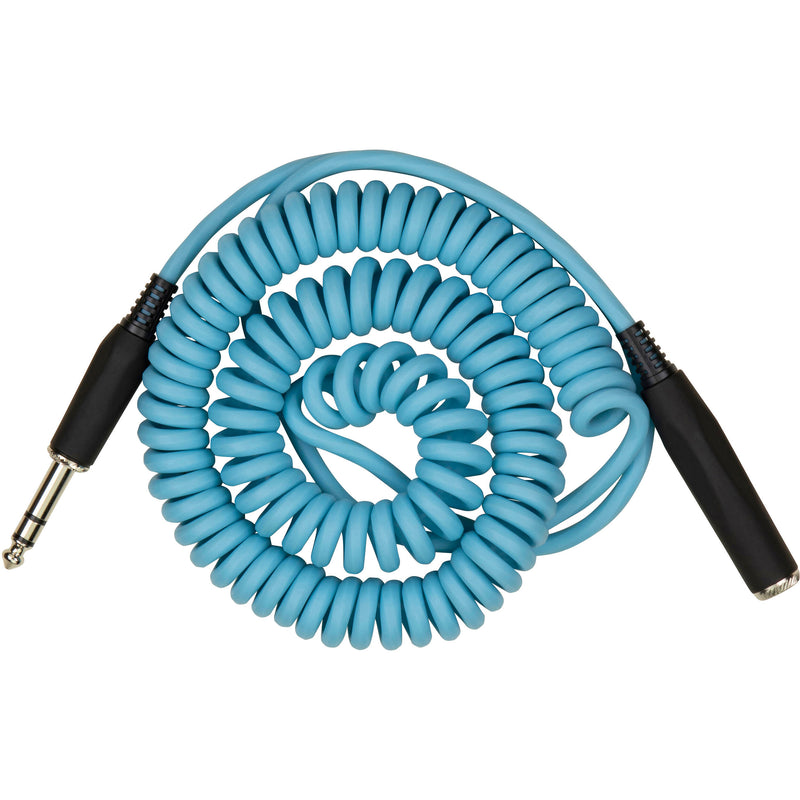 Pig Hog Hex Series Coiled Headphone Extension Cable (Daphne Blue, 15')