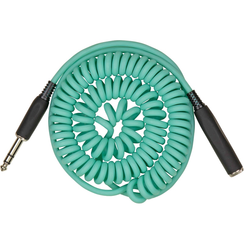 Pig Hog Hex Series Coiled Headphone Extension Cable (Seafoam Green, 15')
