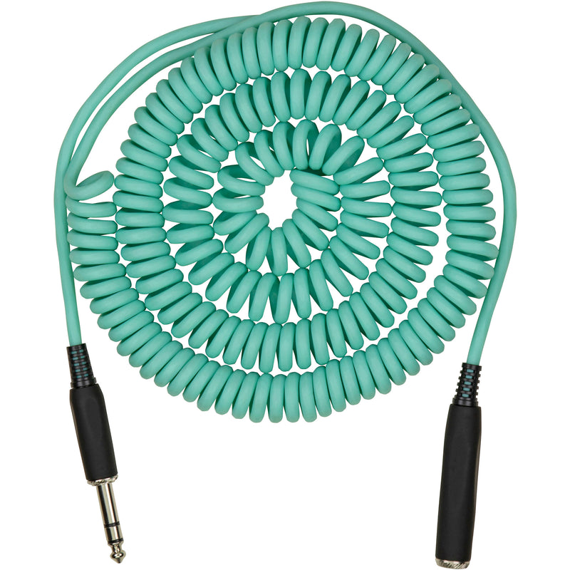 Pig Hog Hex Series Coiled Headphone Extension Cable (Seafoam Green, 25')