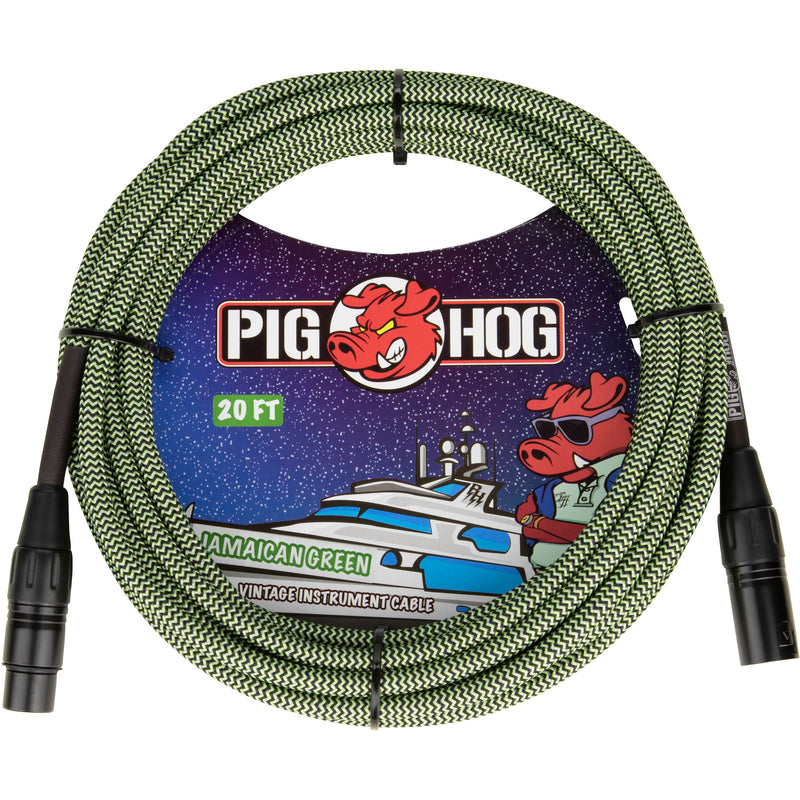 Pig Hog Vintage Series Woven XLR Microphone Cable (Jamaican Green, 20')