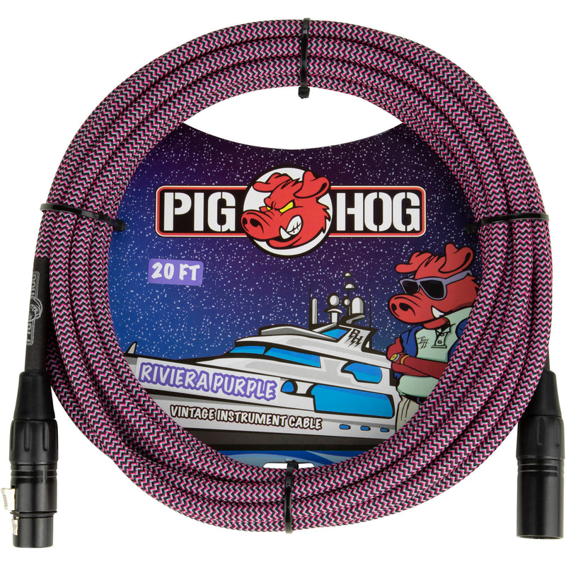 Pig Hog Vintage Series Woven XLR Microphone Cable (Riviera Purple, 20')