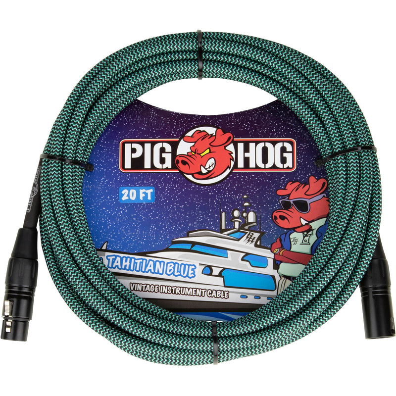 Pig Hog Vintage Series Woven XLR Microphone Cable (Tahitian Blue, 20')