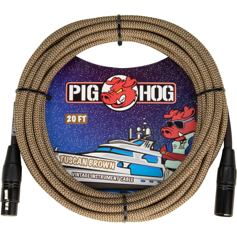 Pig Hog Vintage Series Woven XLR Microphone Cable (Tuscan Brown, 20')