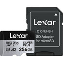 Lexar 256GB Professional SILVER PLUS UHS-I microSDXC Memory Card with SD Adapter