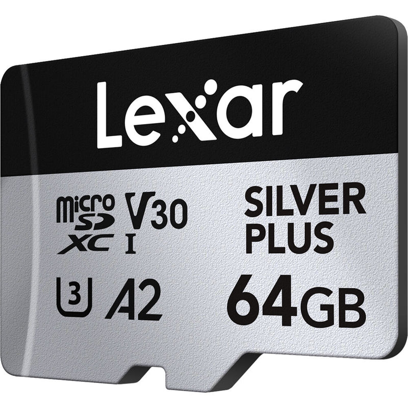 Lexar 64GB Professional SILVER PLUS UHS-I microSDXC Memory Card with SD Adapter
