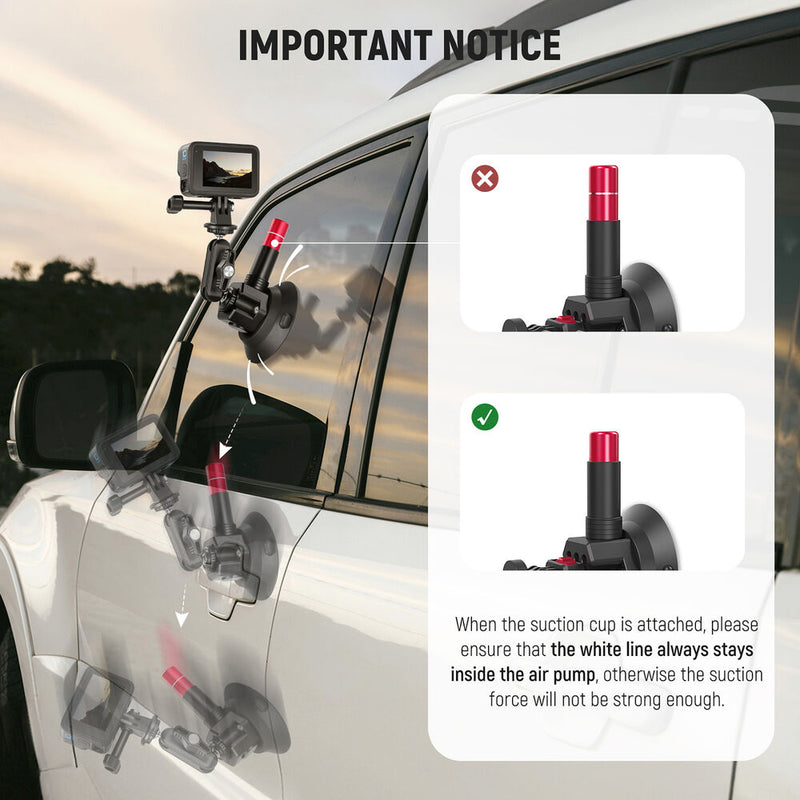 Neewer CA066 Dual Suction Cup Car Mount Kit with Ball Head & Phone/Action Mounts