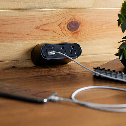 Wiremold Products 2-Outlet Desktop Power Center Slim with USB (Black)