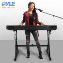 Pyle Pro PKST48 Heavy-Duty Z-Style Folding Keyboard Stand with Wheels (Glossy Black)