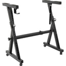 Pyle Pro PKST48 Heavy-Duty Z-Style Folding Keyboard Stand with Wheels (Glossy Black)