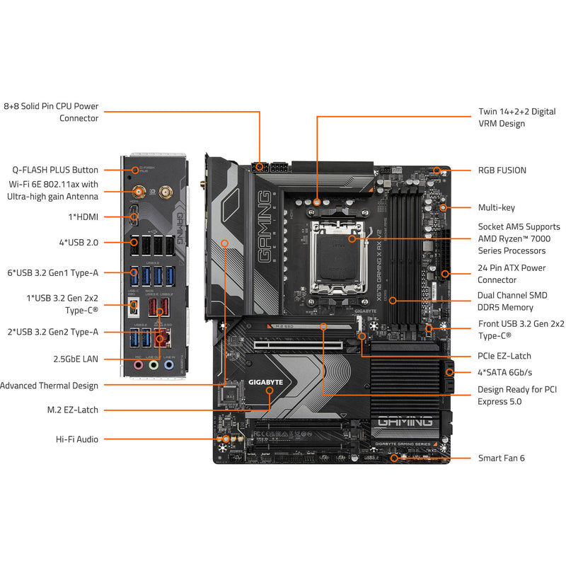 Gigabyte X670 GAMING X AX V2 AM5 ATX Motherboard