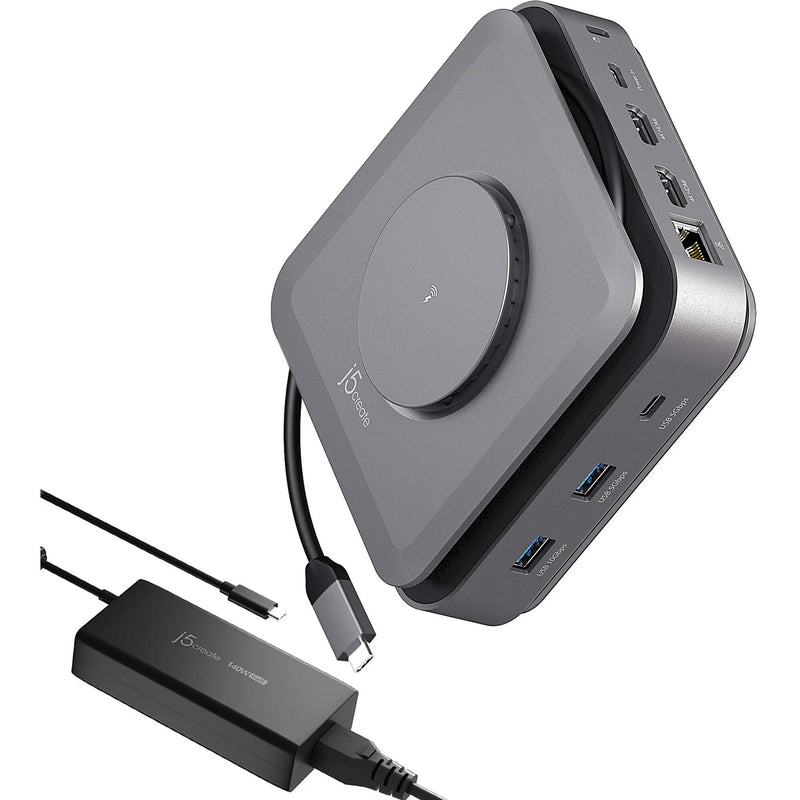 j5create 12-in-1 USB-C Dock with Dual 4K HDMI and 140W GaN Power Adapter