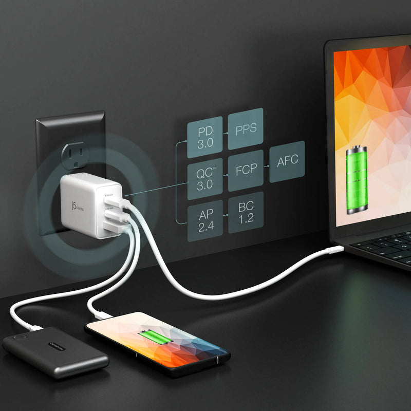 j5create 65W GaN 3-Port USB Wall Charger