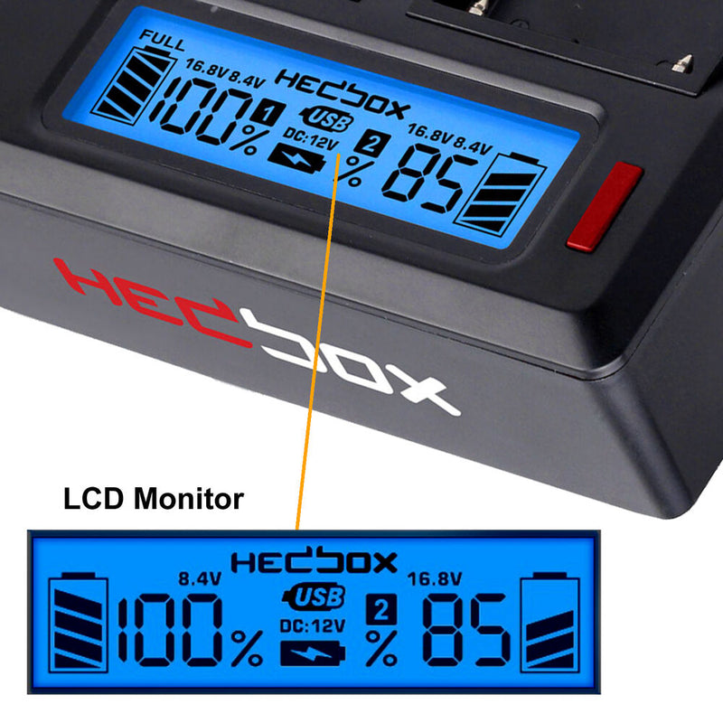 Hedbox RP-DC50 Digital LCD Dual Battery Charger Kit with RP-BPA80 Battery Plates