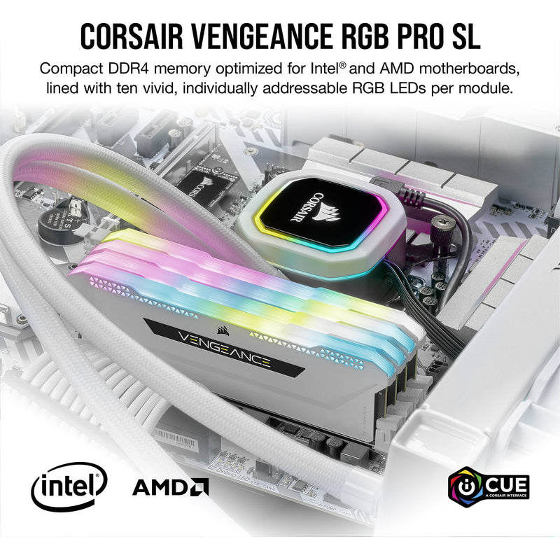 Corsair 32GB VENGEANCE RGB PRO SL DDR4 3600 MHz Memory Kit (White, 2 x 16GB)